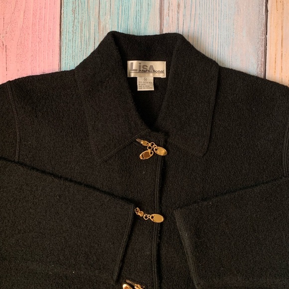 Vintage Lisa international 100% boiled wool cardigan size medium - Picture 7 of 9